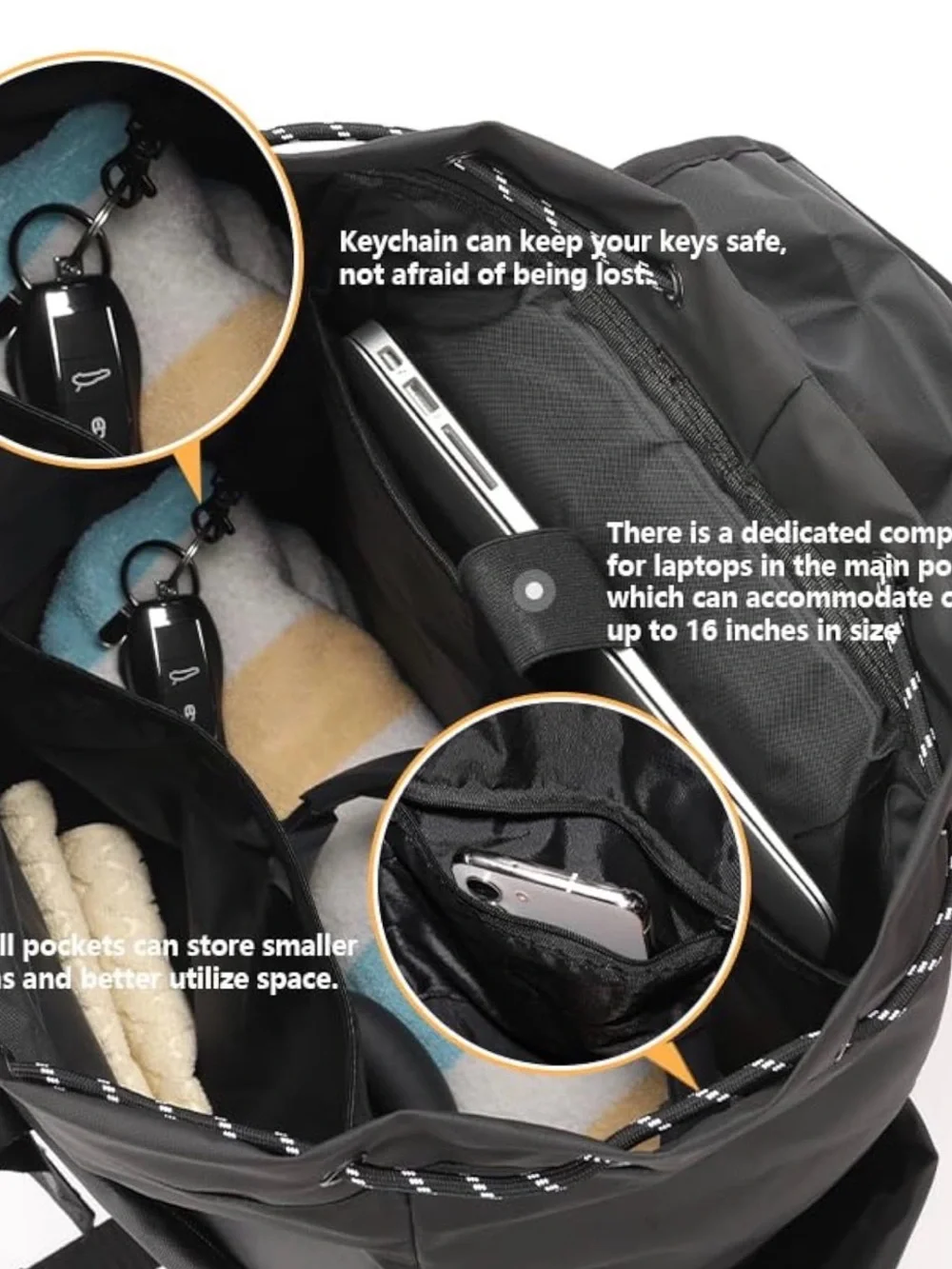 EKE Black Gym Yoga Tennis Skateboard Travel Backpack